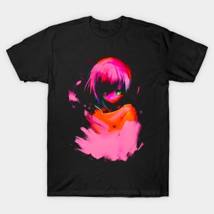 Pink Anime Girl Painting T-Shirt